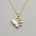 Golden Butterfly Zircon Pendant Necklace