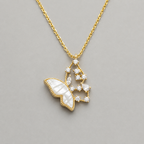Golden Butterfly Zircon Pendant Necklace