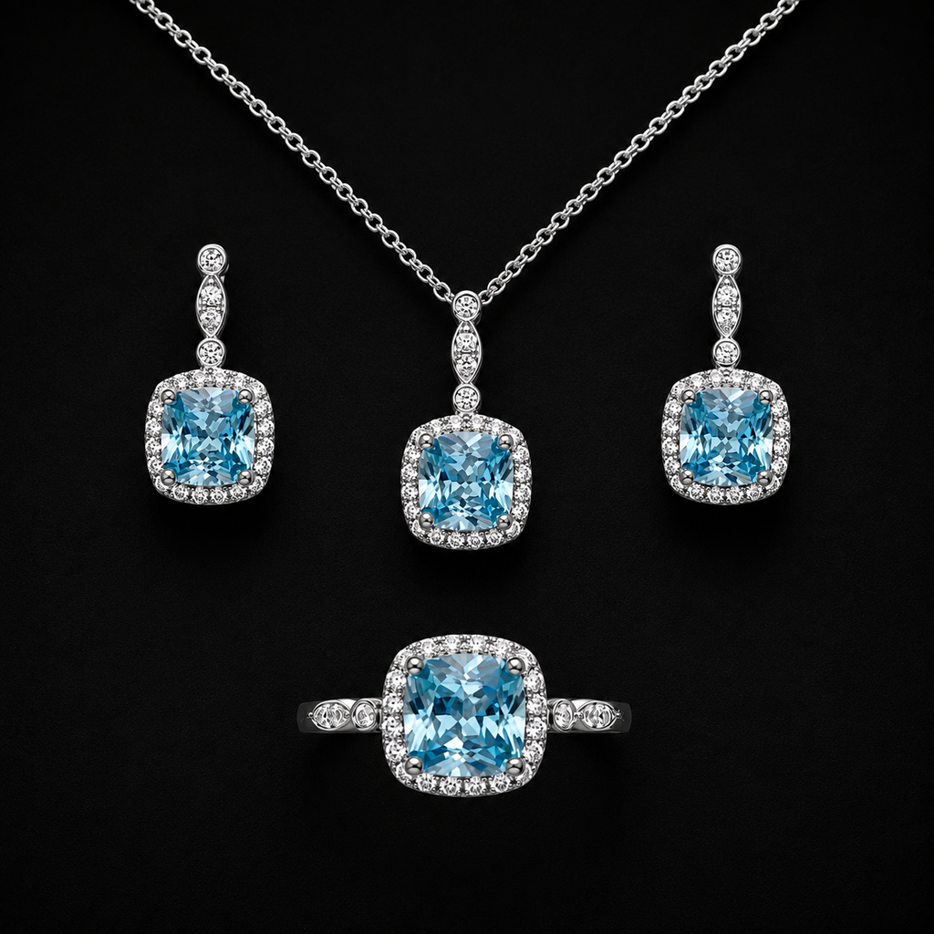Ice-Blue Zircon Jewelry Set