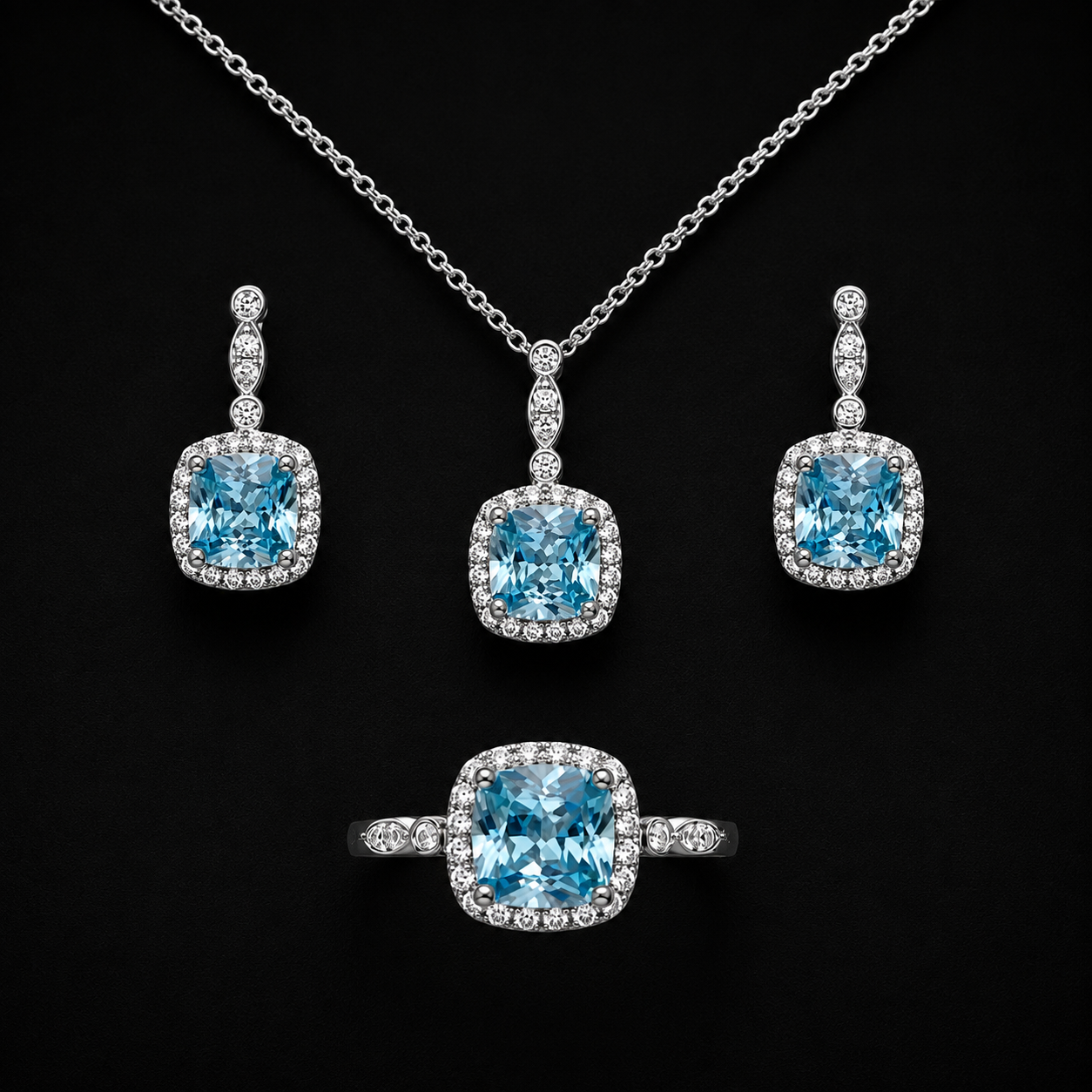 Ice-Blue Zircon Jewelry Set