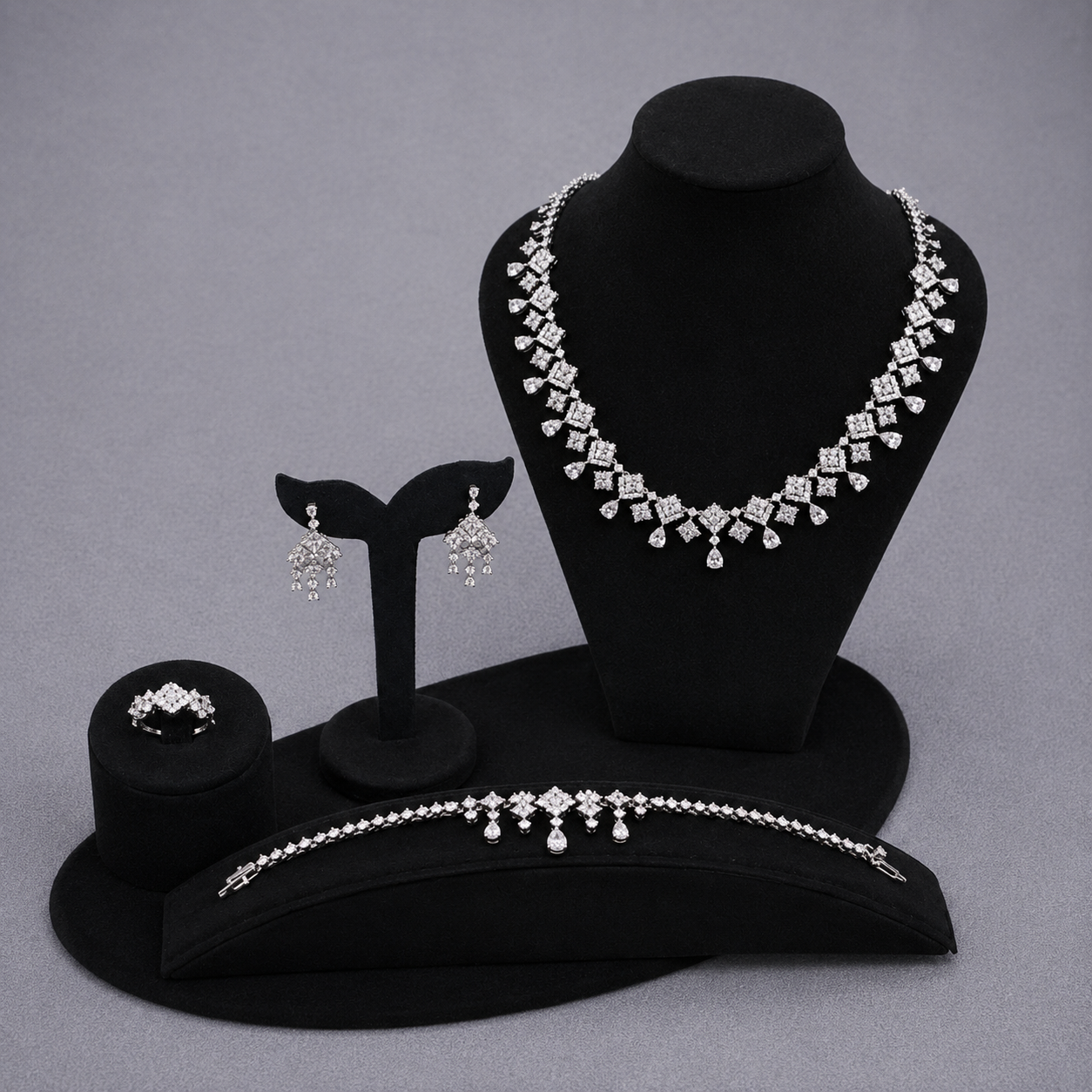 Radiant Square and Pear-Cut Crystals Set
