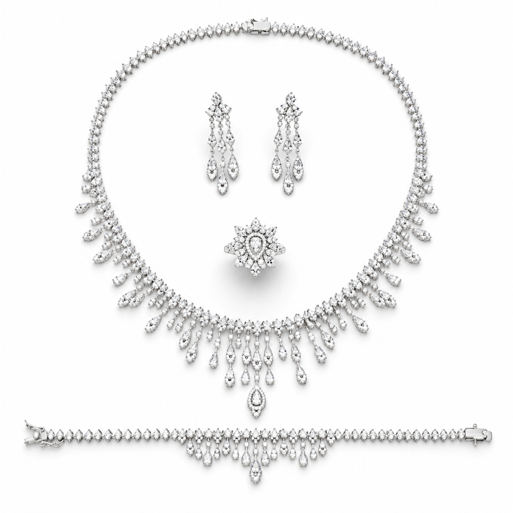 Chandelier Design Pear-Cut Crystals Set