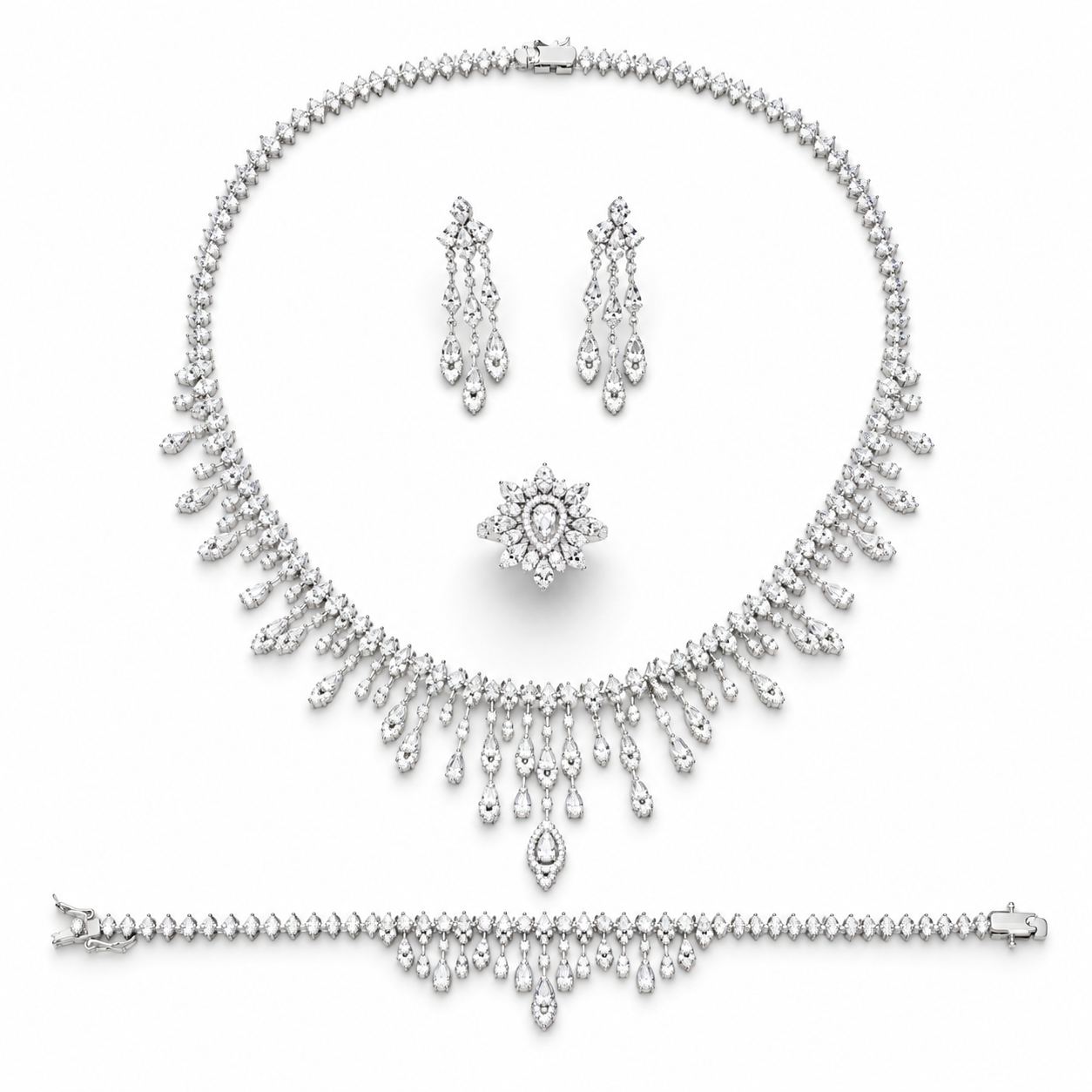 Chandelier Design Pear-Cut Crystals Set