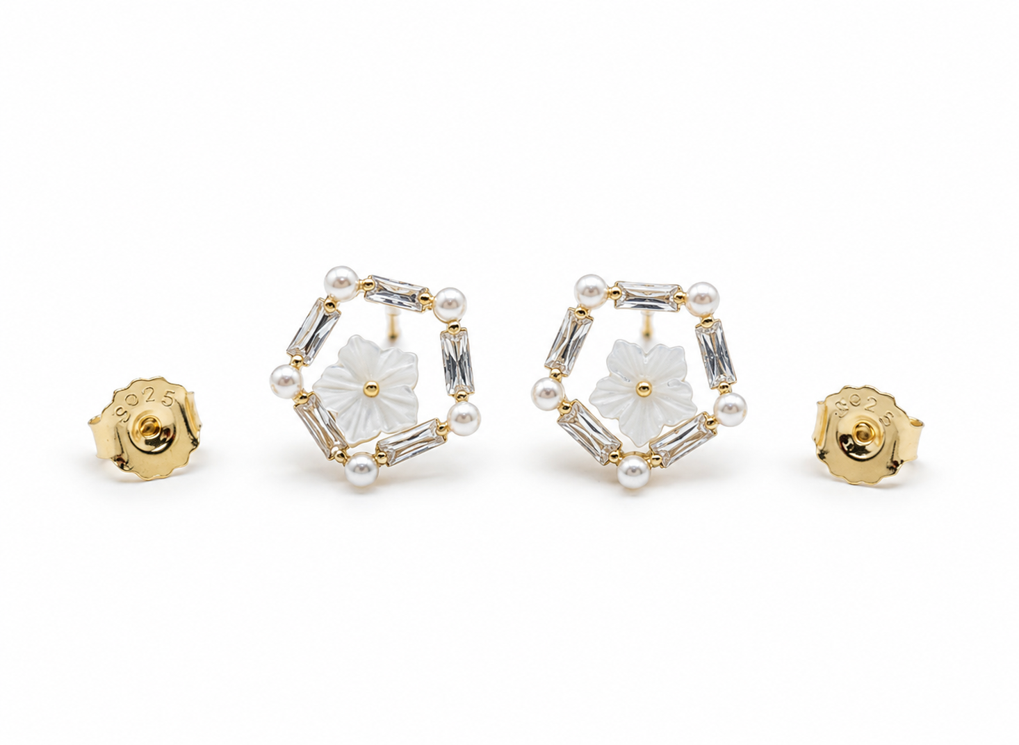 Pentagonal Floral Studs