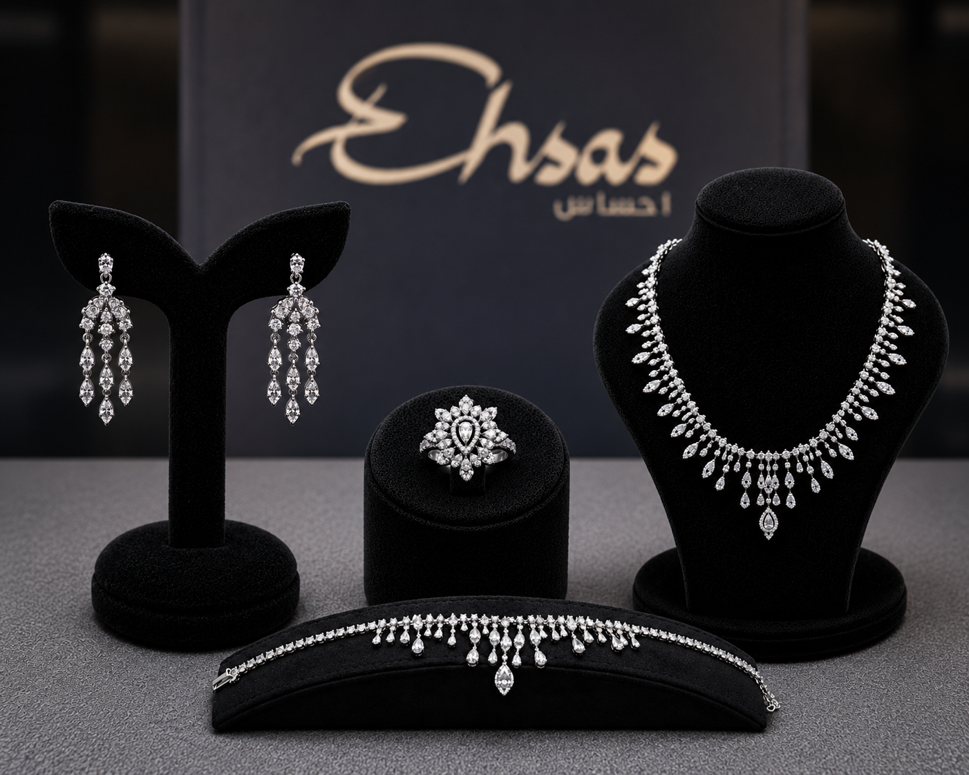 Chandelier Design Pear-Cut Crystals Set