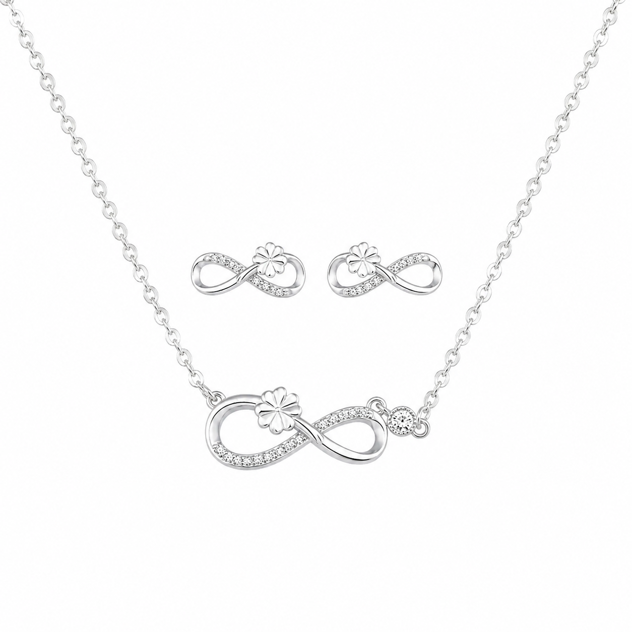 Infinity Blossom Necklace & Stud Earring Set
