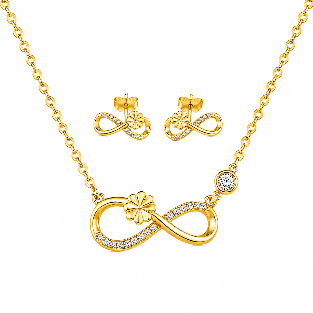 Infinity Blossom Necklace & Stud Earring Set