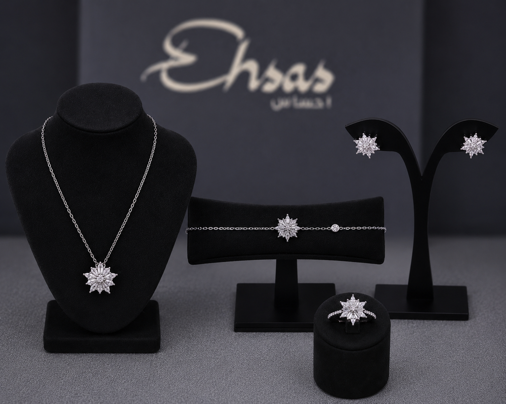 Snowflake Jewelry Set with Brilliant Sunburst