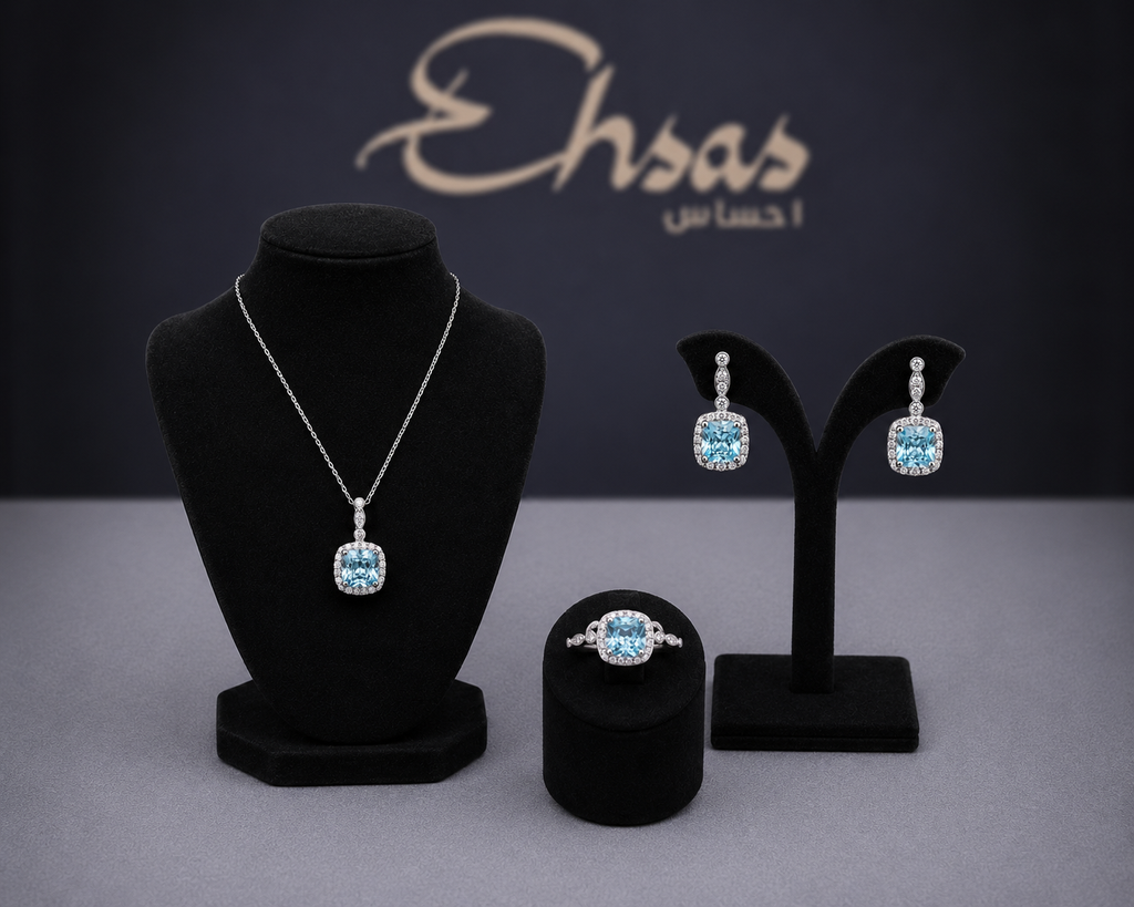 Ice-Blue Zircon Jewelry Set