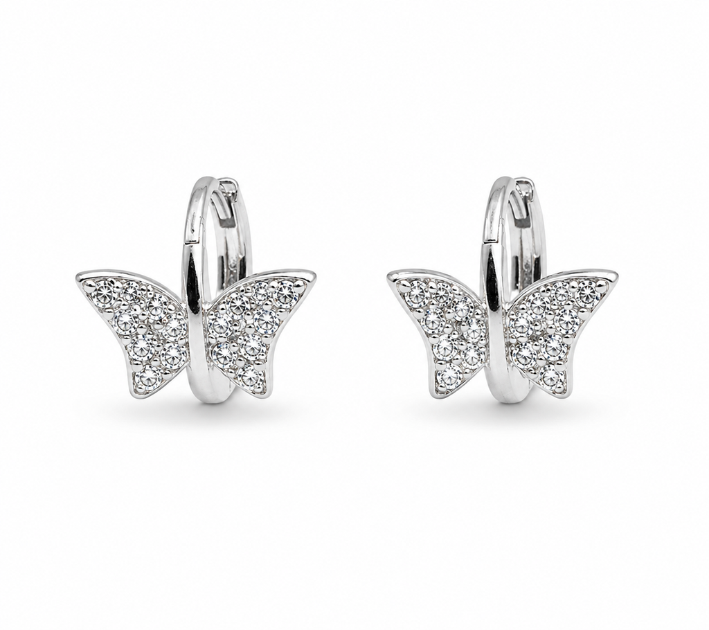 Butterfly  Hoop Earrings with Shimmering Pav‚ Crystals