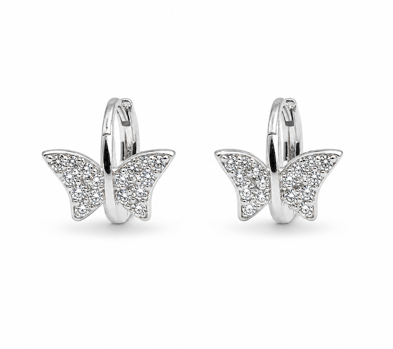 Butterfly  Hoop Earrings with Shimmering Pav‚ Crystals