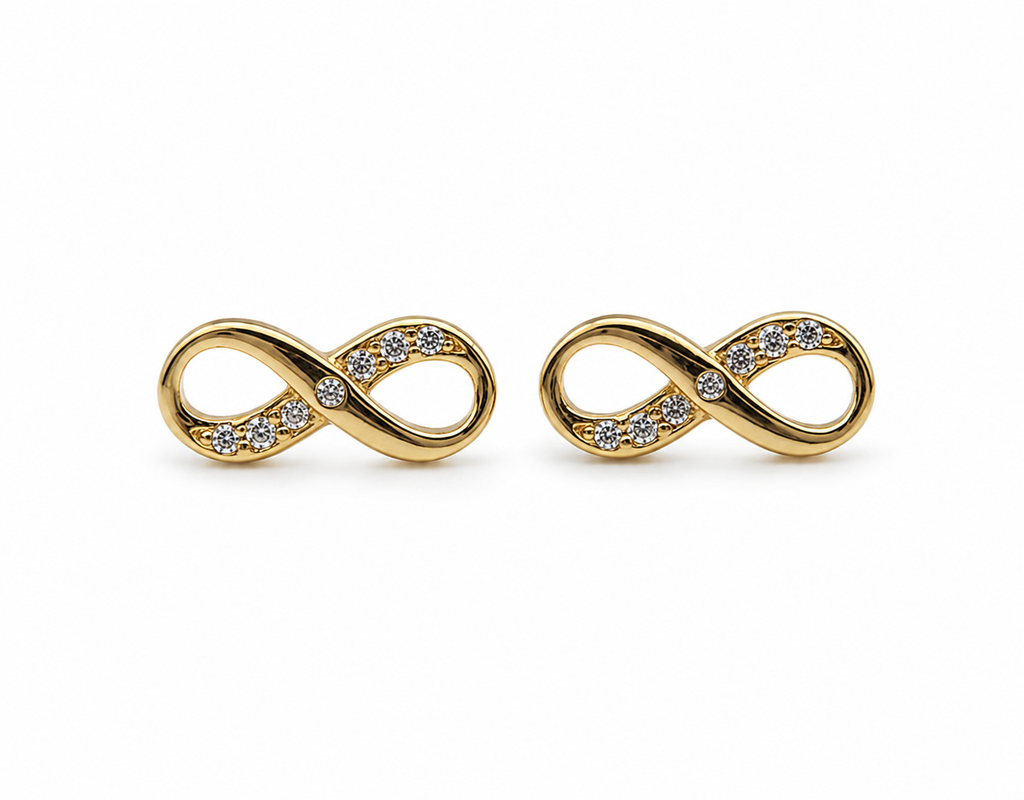 Timeless Gold Infinity Symbol Stud Earrings