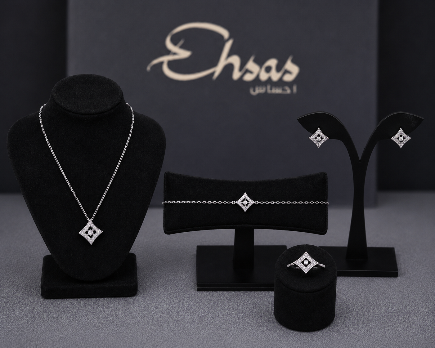 Geometric Rhombus Cut-Out Jewelry Set