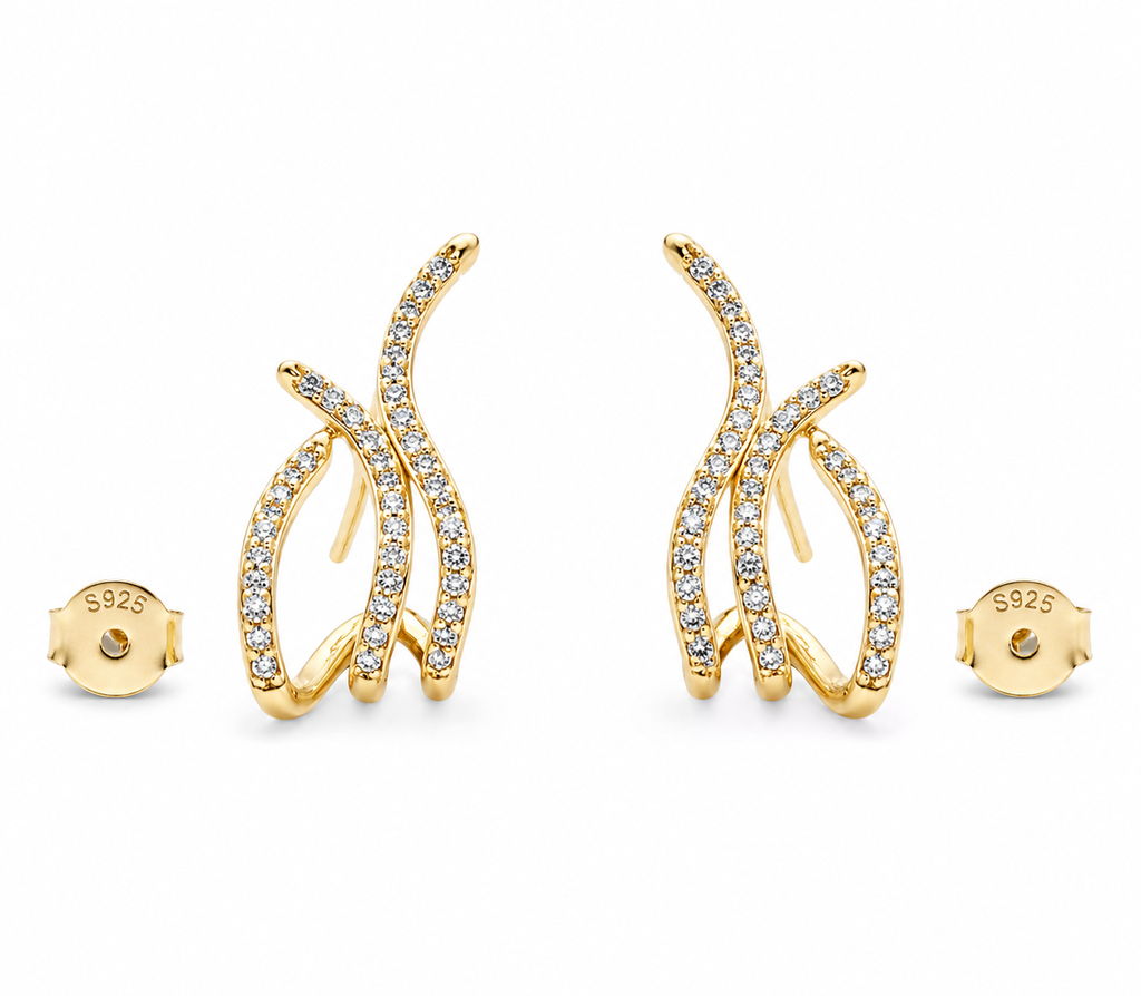Triple-Wave Stud Earrings