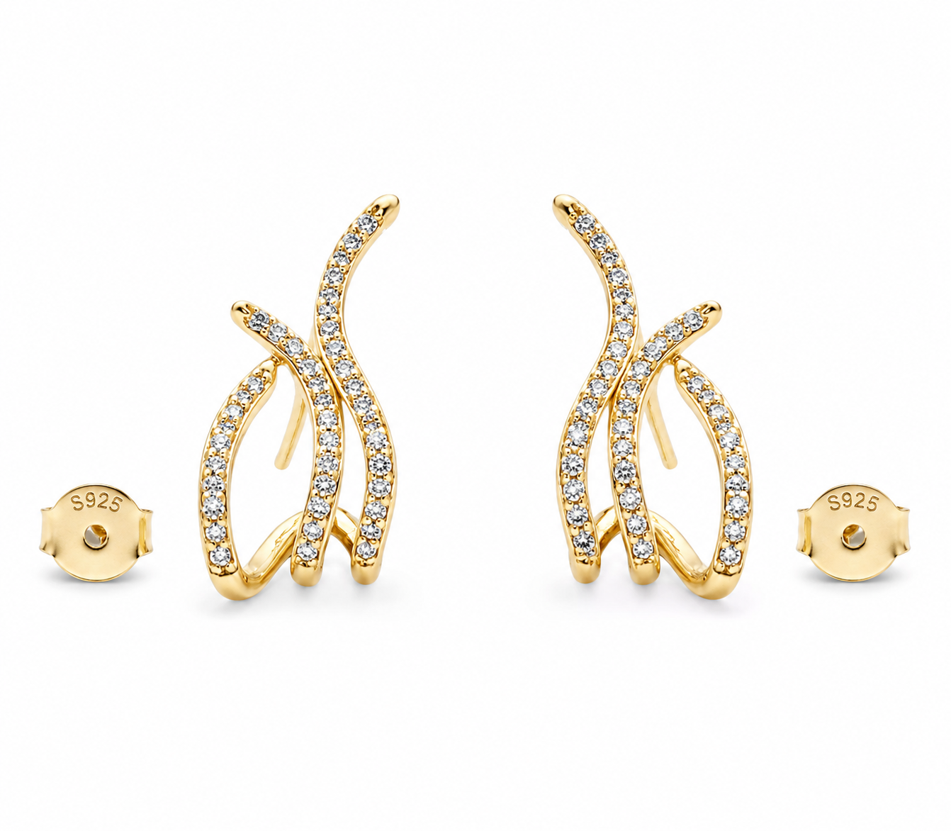 Triple-Wave Stud Earrings