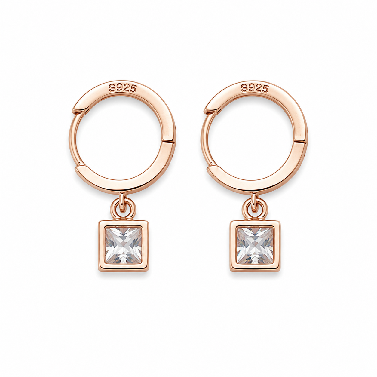Geometric Cube Huggie Drop Earrings