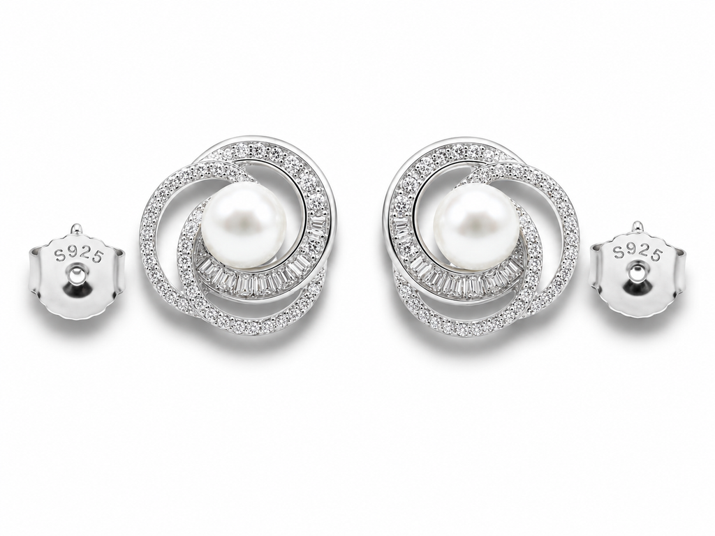 Triple-Swirl Pearl Studs