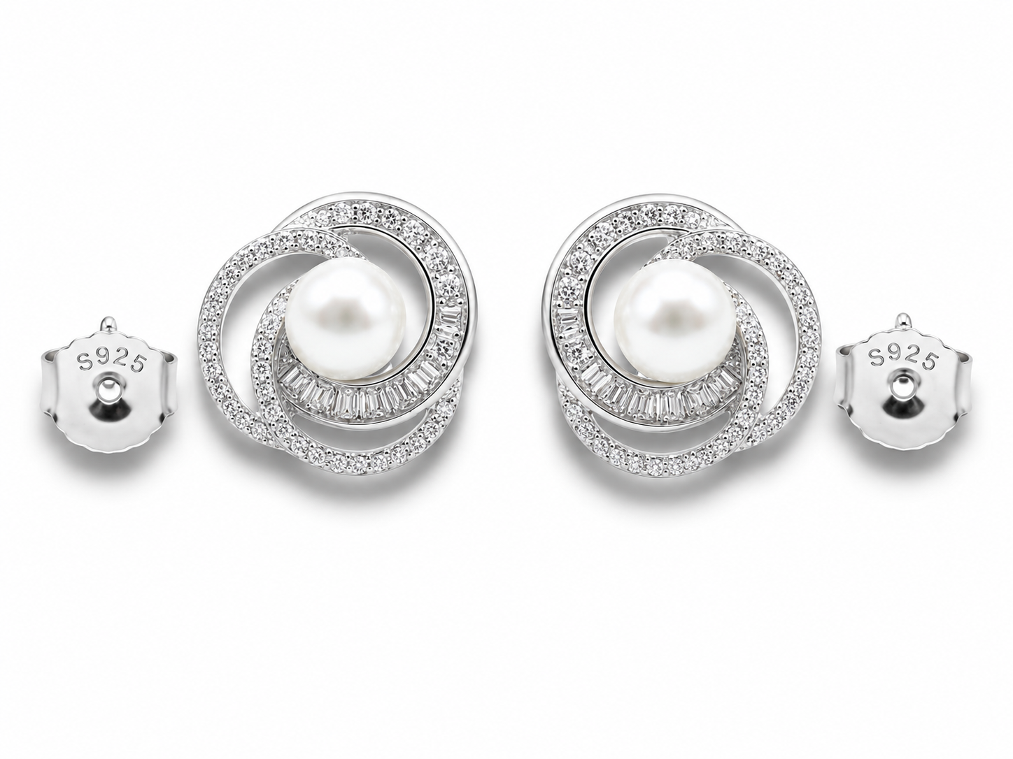 Triple-Swirl Pearl Studs