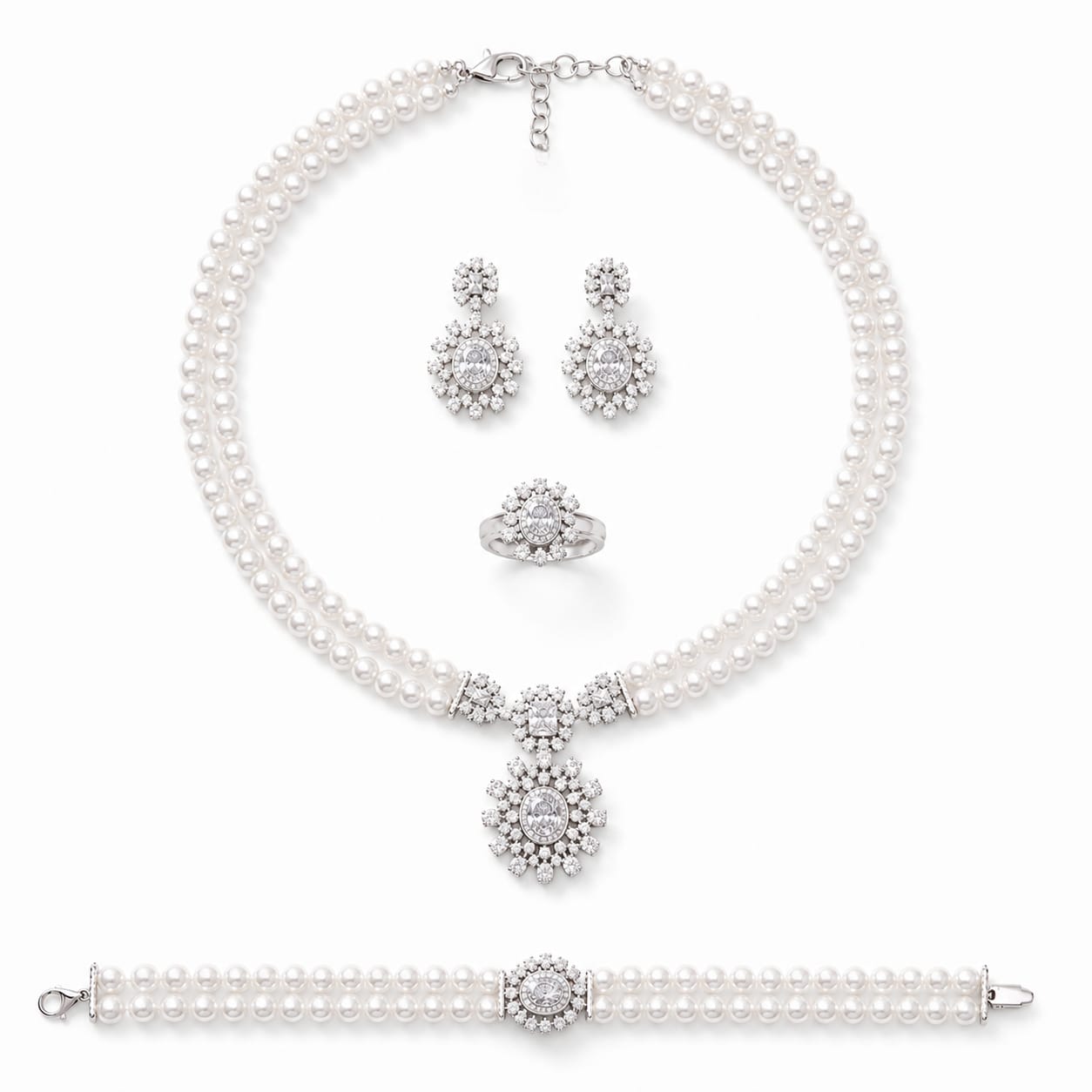 Double-Strand Pearl Jewelry Set