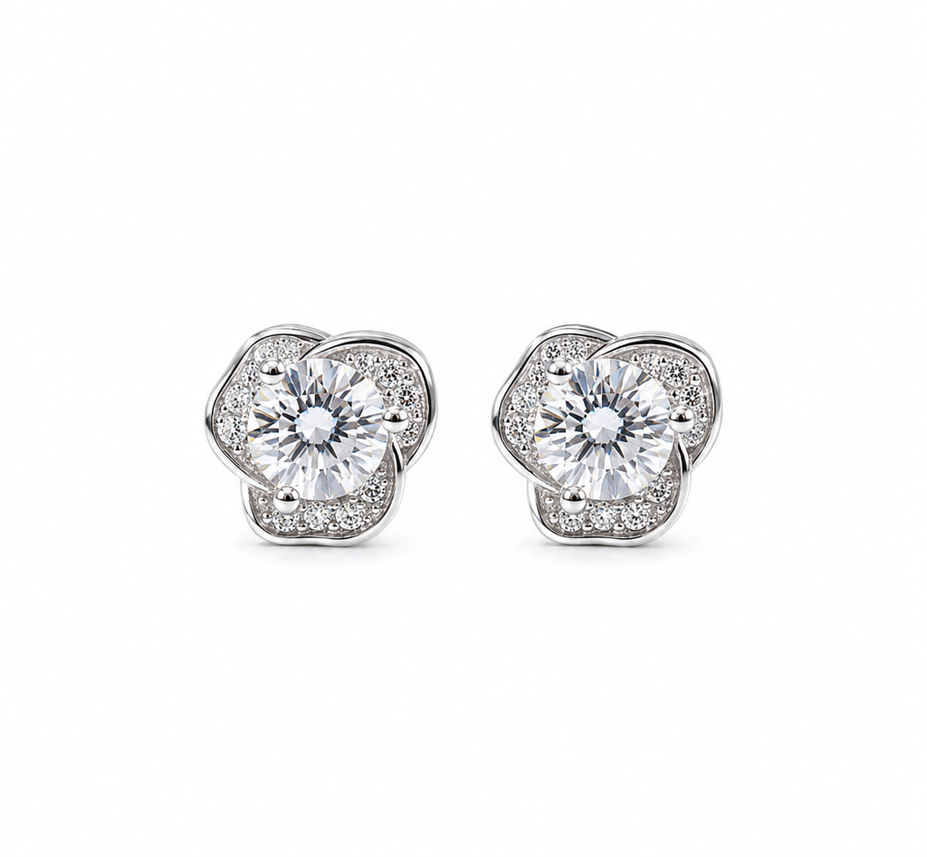 Elegant Triple-Petal Floral Stud Earrings