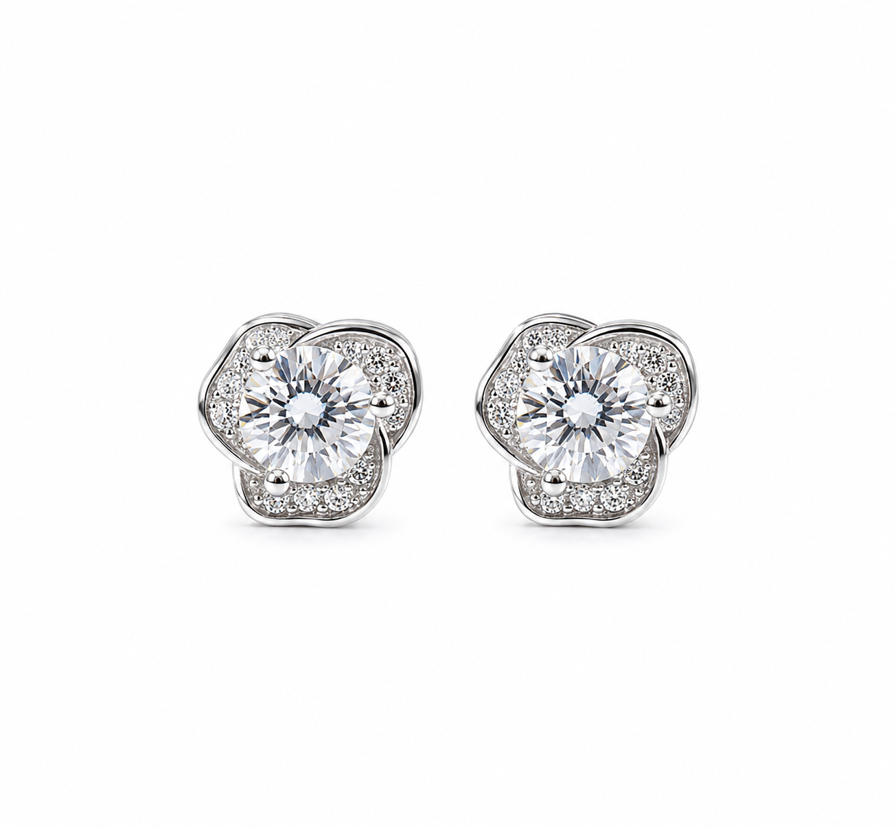 Elegant Triple-Petal Floral Stud Earrings