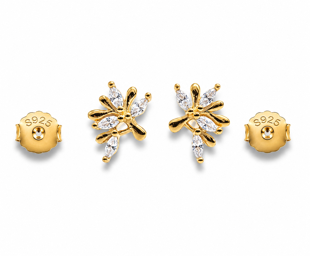Nature-Inspired Tree of Life Stud Earrings with Marquise Crystal Leaves