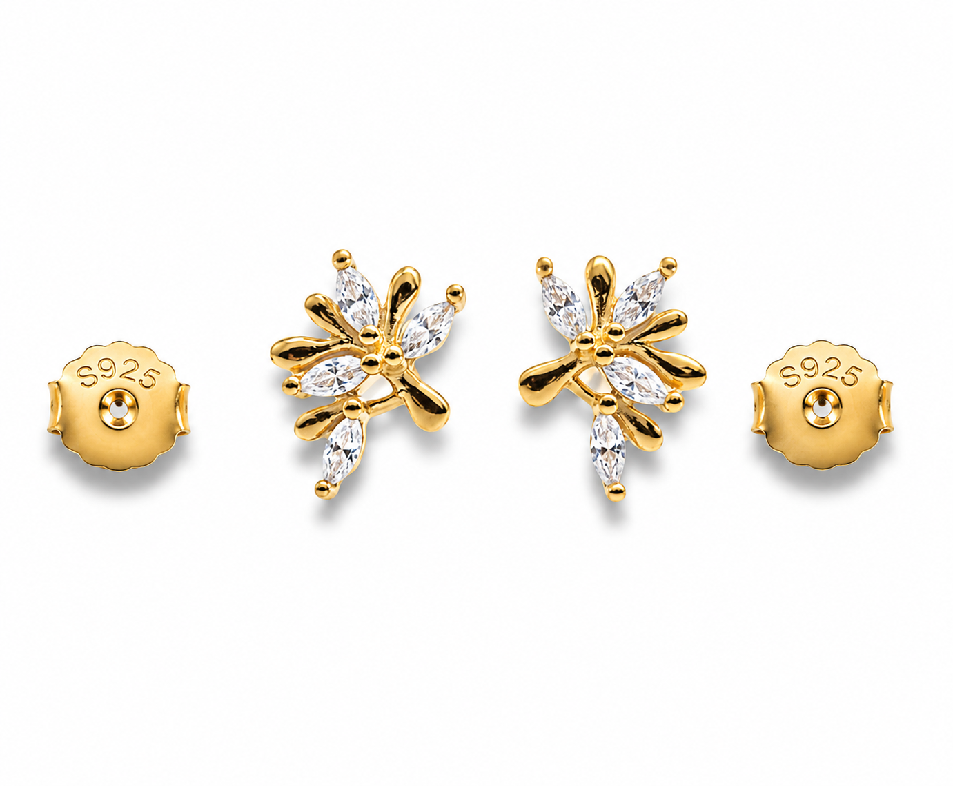 Nature-Inspired Tree of Life Stud Earrings with Marquise Crystal Leaves