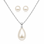 Teardrop Pearl Necklace & Stud Earring Set