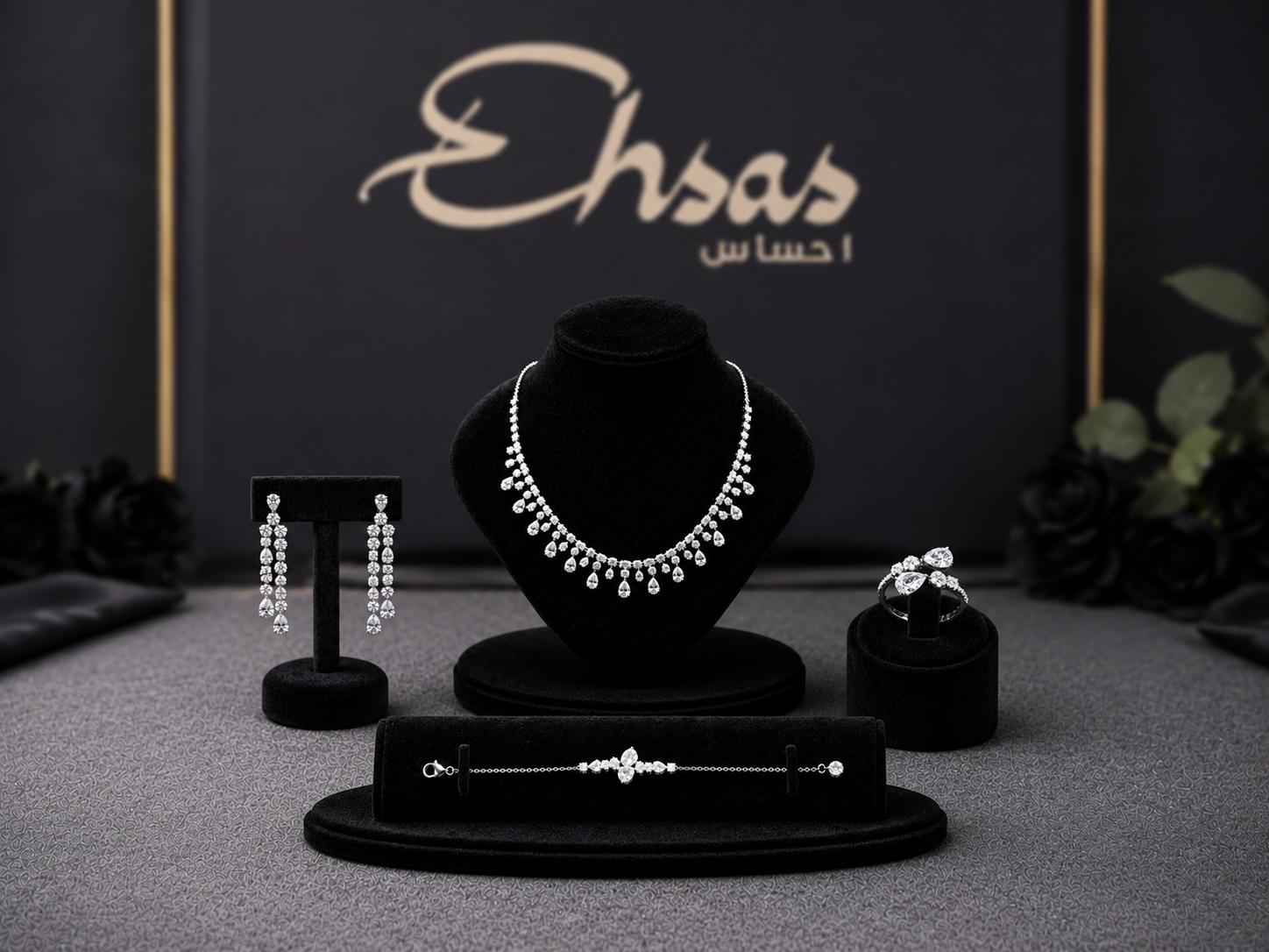 Cluster Pear Cut Jewelry Set
