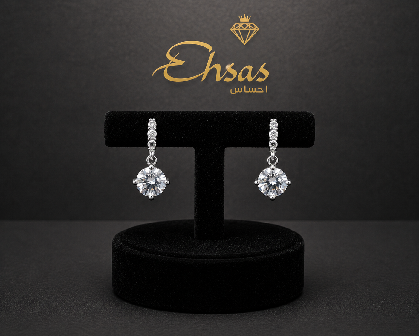 Round-Cut Solitaire Drop Earrings