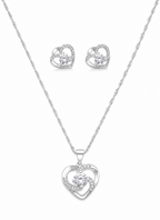 Shimmering Heart Necklace & Earring Set