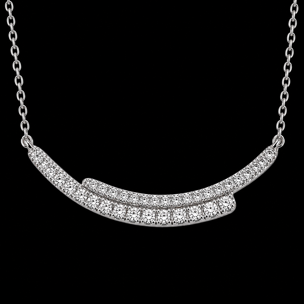 Sterling Silver Dual-Arc Smile Necklace