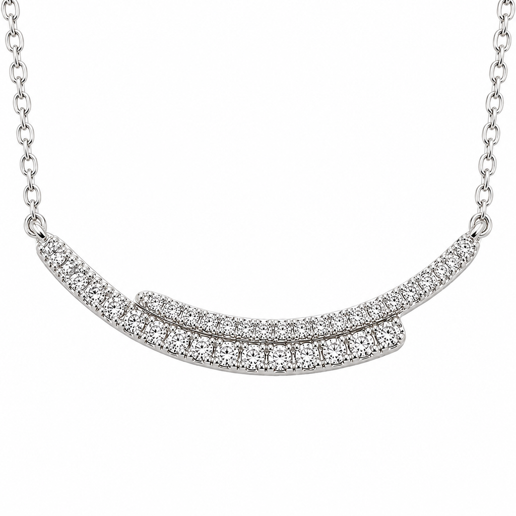 Sterling Silver Dual-Arc Smile Necklace