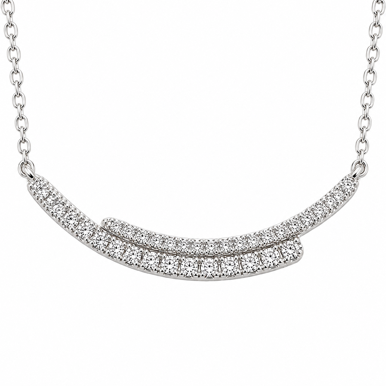 Sterling Silver Dual-Arc Smile Necklace