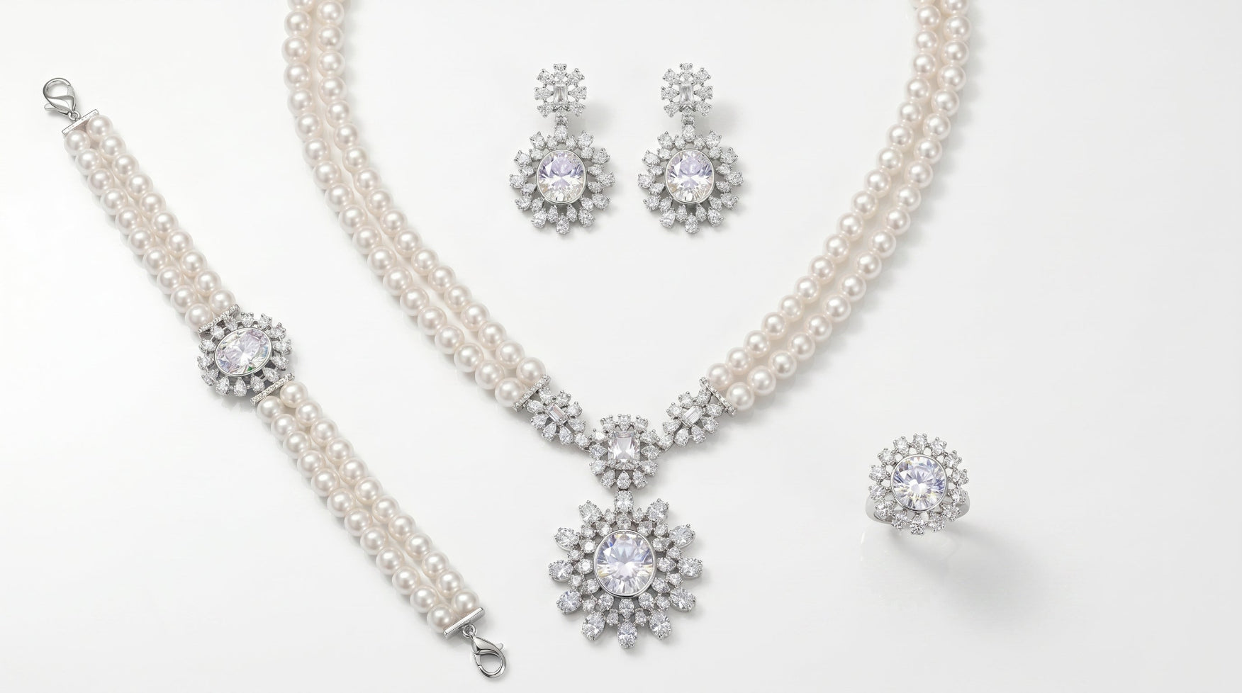 Double-Strand Pearl Jewelry Set