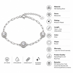 Sterling Silver Triple Halo Bracelet