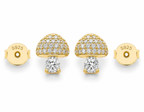 Whimsical Sterling Silver Pave-Set Mushroom Stud Earrings with Pear-Cut Crystal Accents