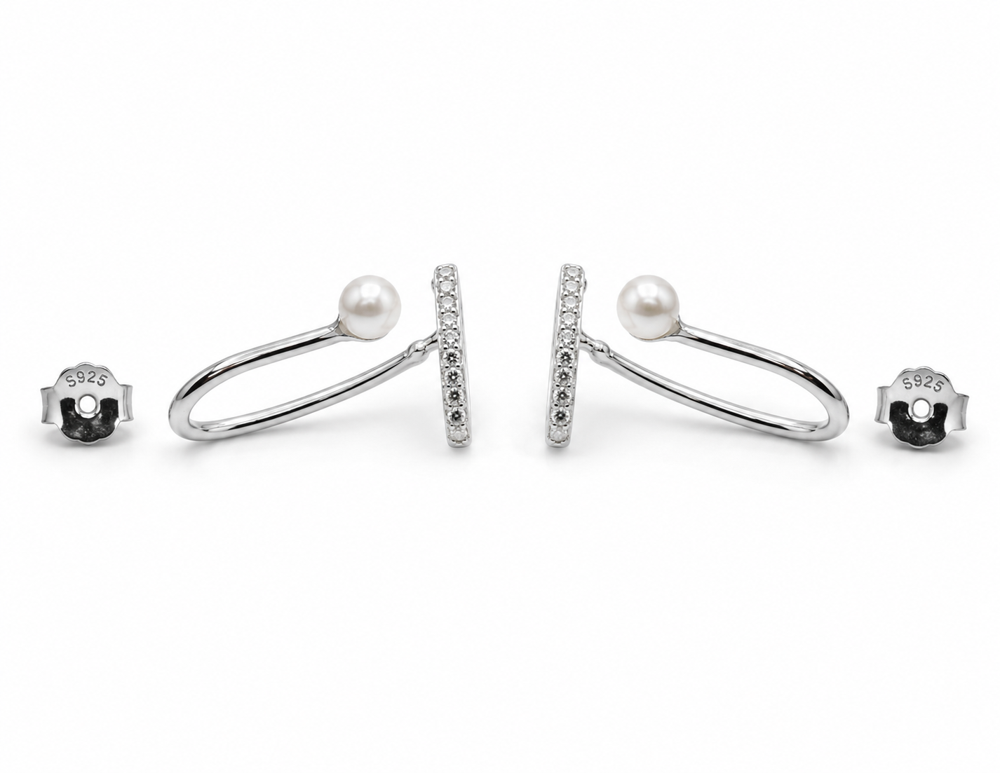 J-Hook Earrings with Shimmering Pav