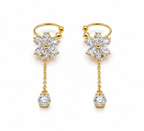Elegant Crystal Flower Ear Cuffs with Delicate Dangle Chain