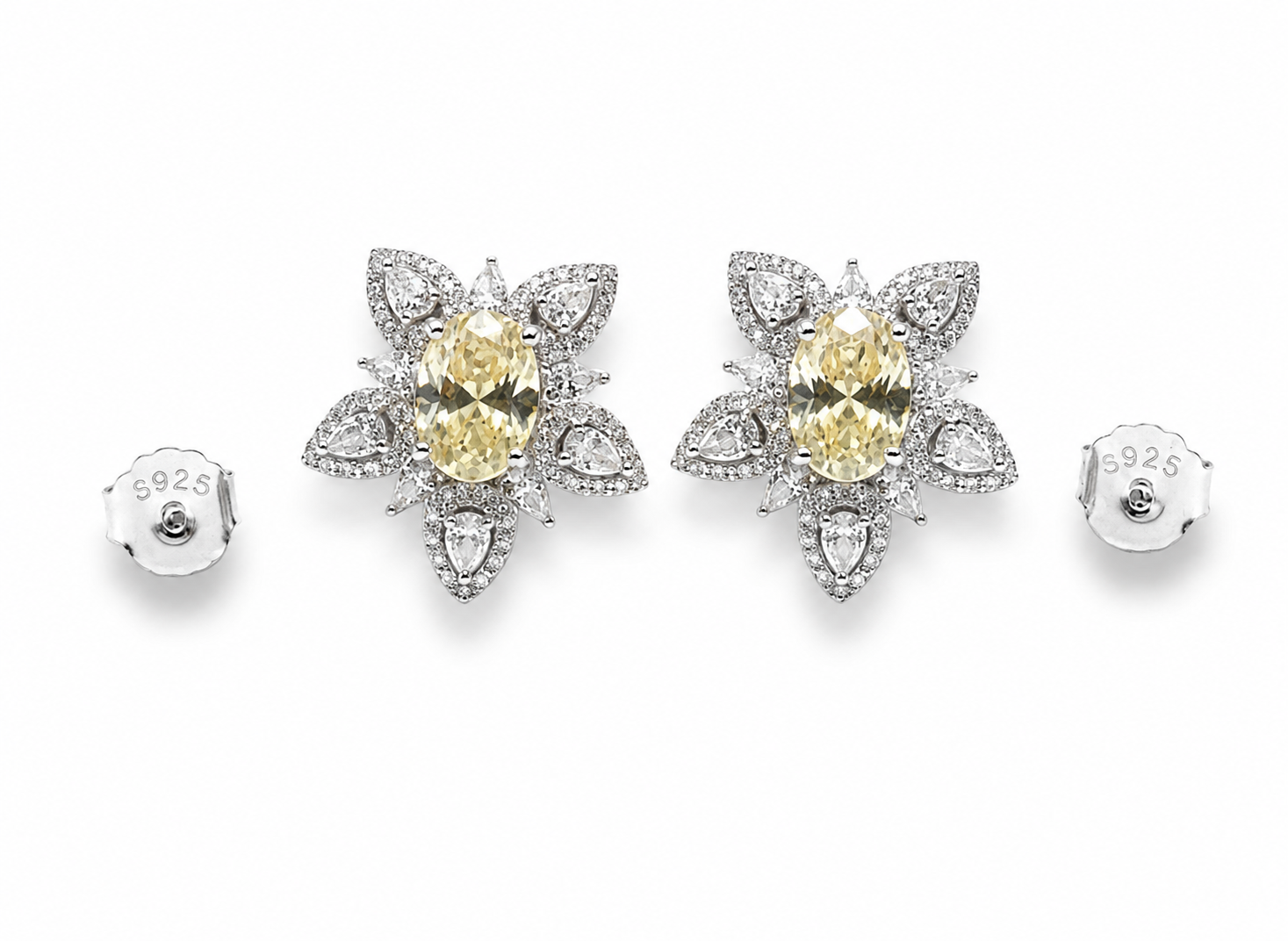 Oval Crystal Starburst Studs