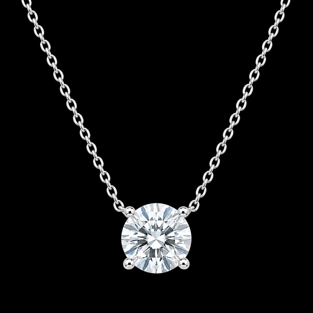 S925 Silver Round Solitaire Necklace
