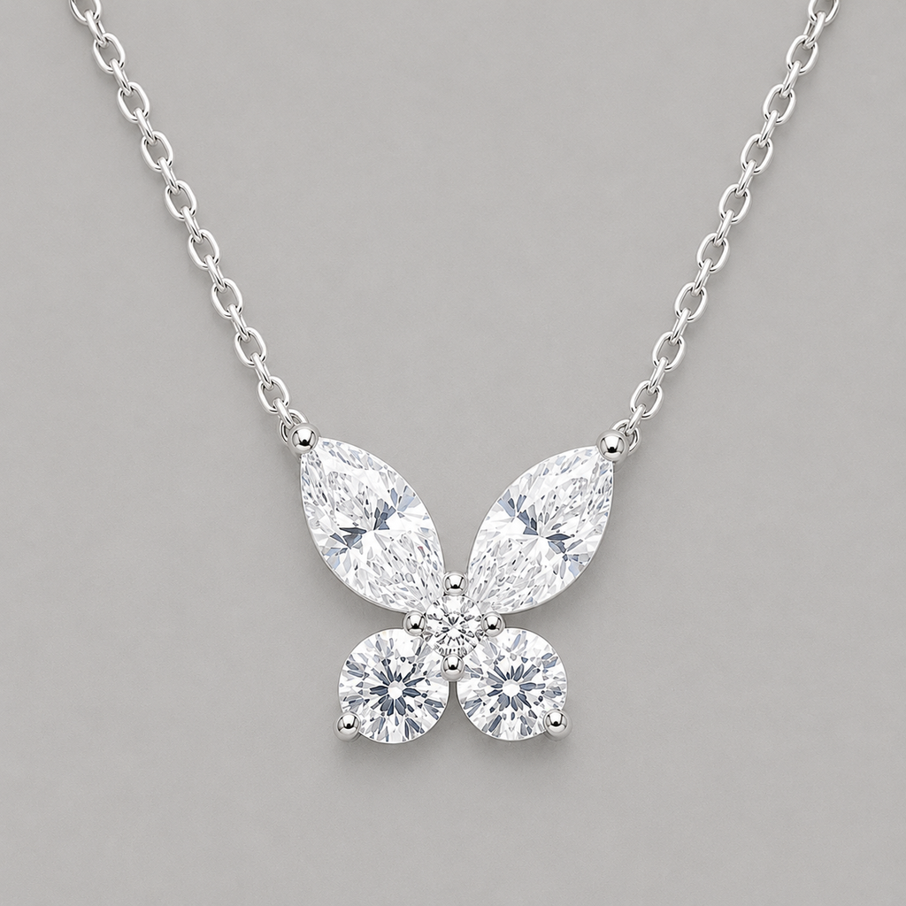 Radiant Silver-Toned Butterfly Necklace