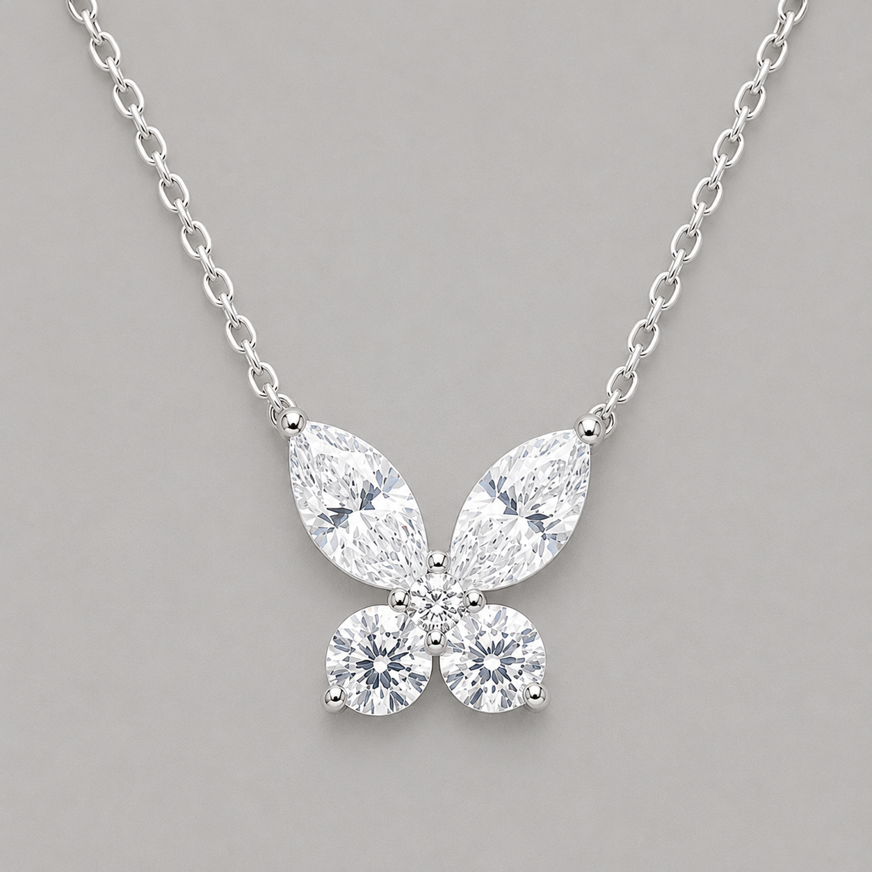 Radiant Silver-Toned Butterfly Necklace