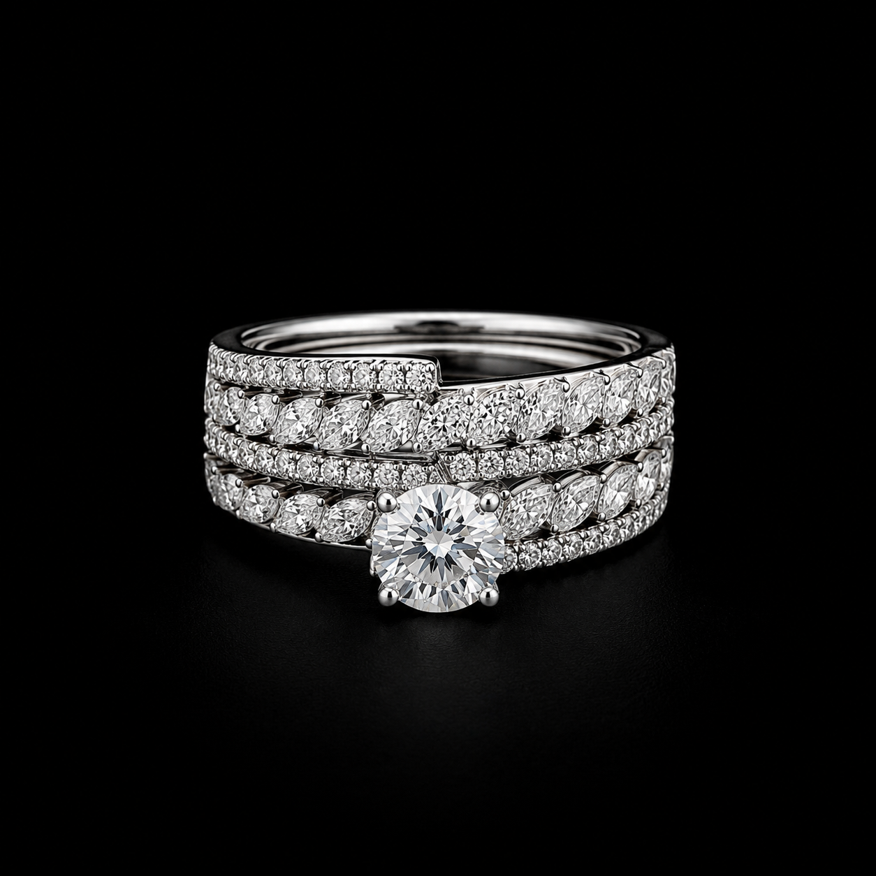 Royal Marquise Halo Ring Set