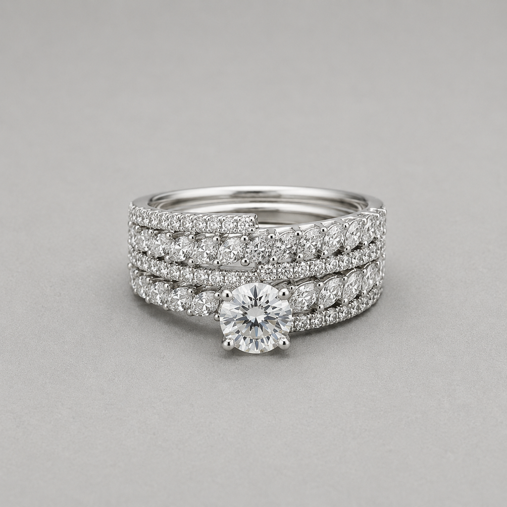 Royal Marquise Halo Ring Set