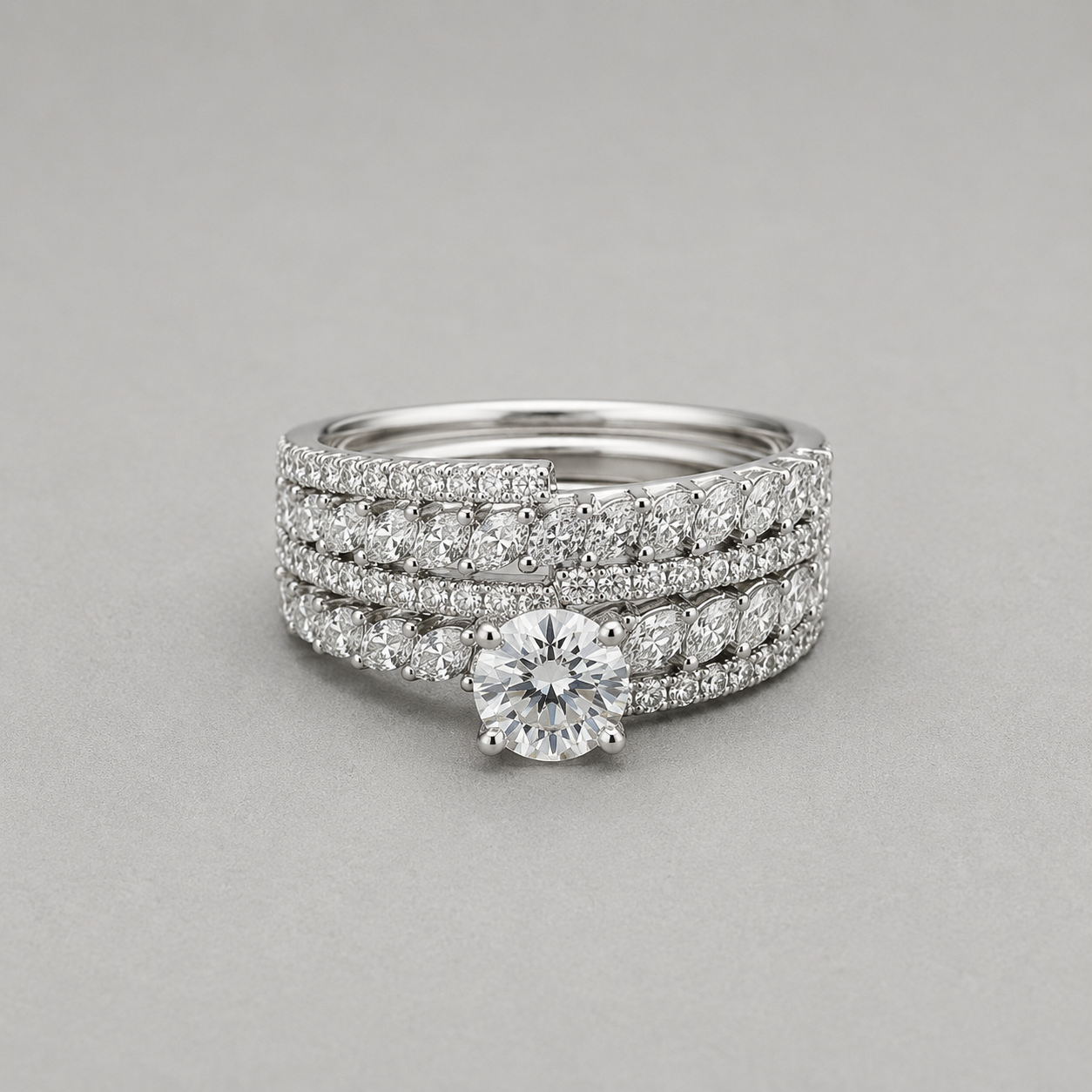 Royal Marquise Halo Ring Set