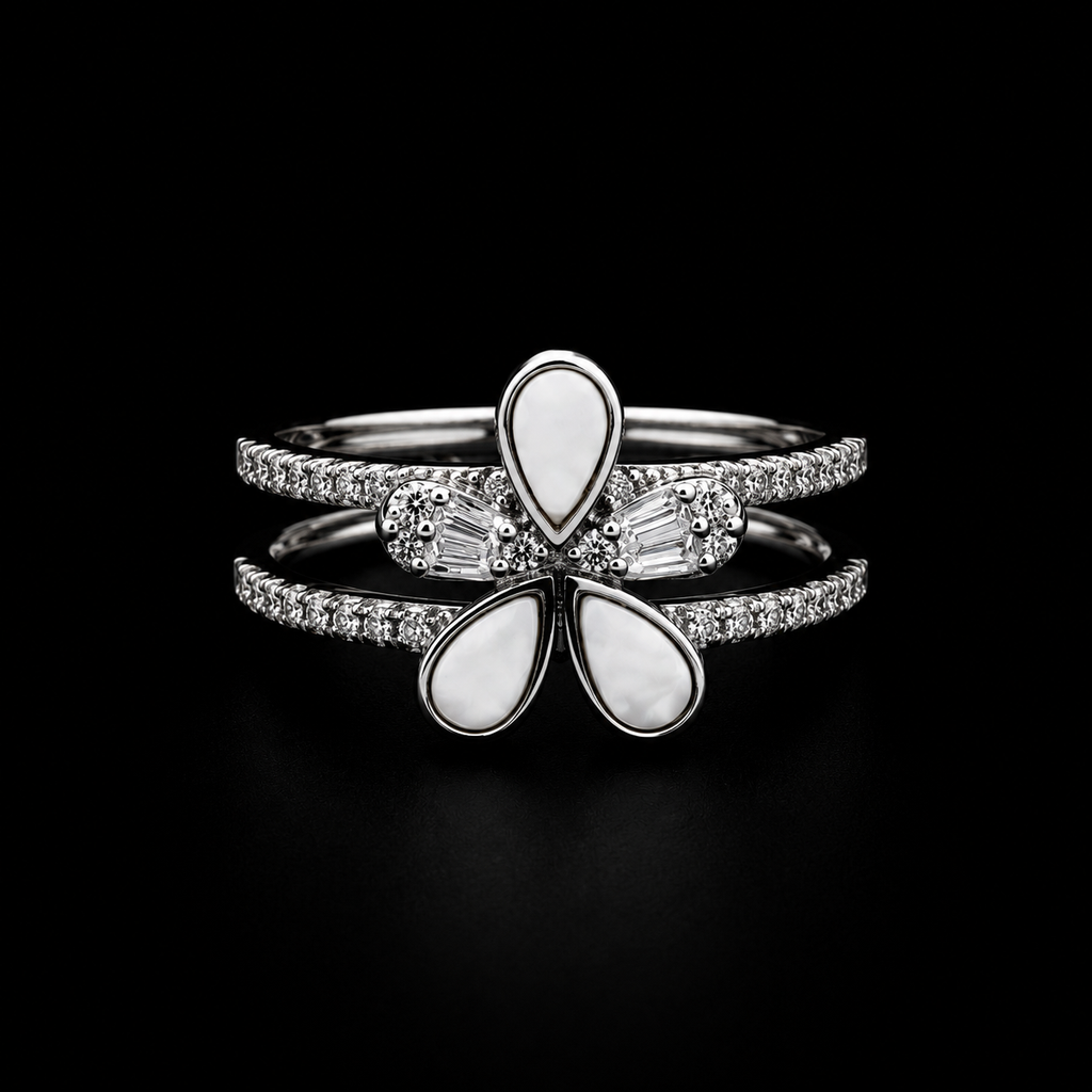 Pearl Flower Silver Ring