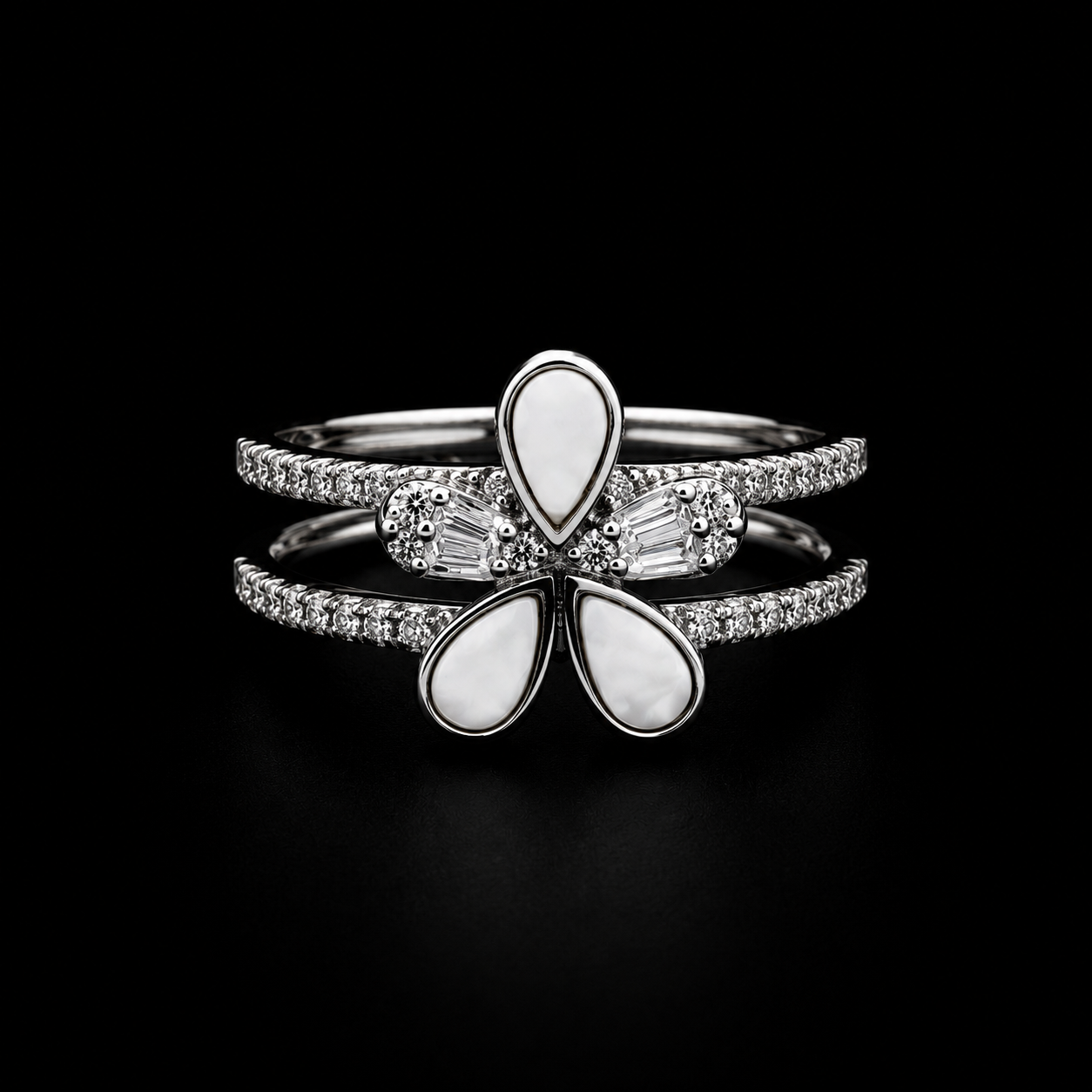 Pearl Flower Silver Ring