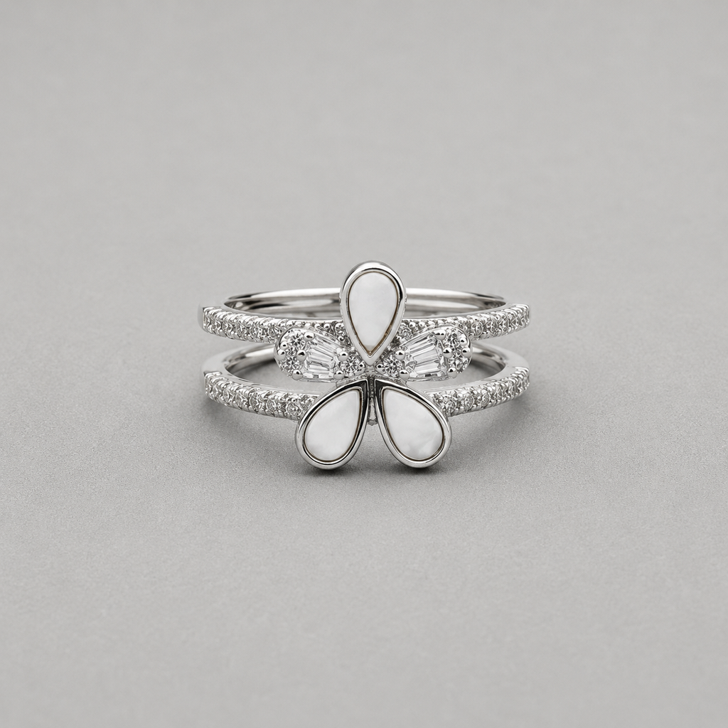 Pearl Flower Silver Ring