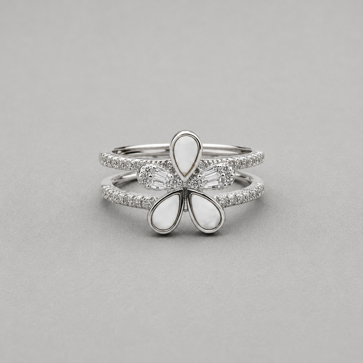 Pearl Flower Silver Ring